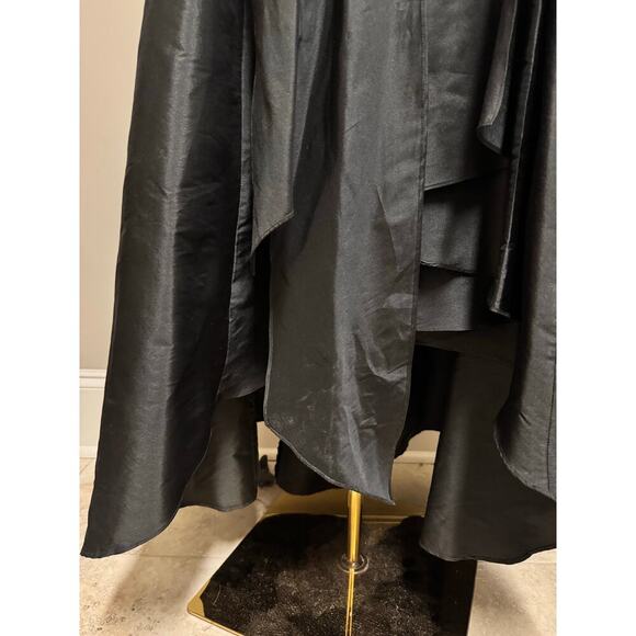 Adrianna Papell Black Quarter Sleeve Ribbon Sequin High Low Gown Size 4 - Picture 4 of 12